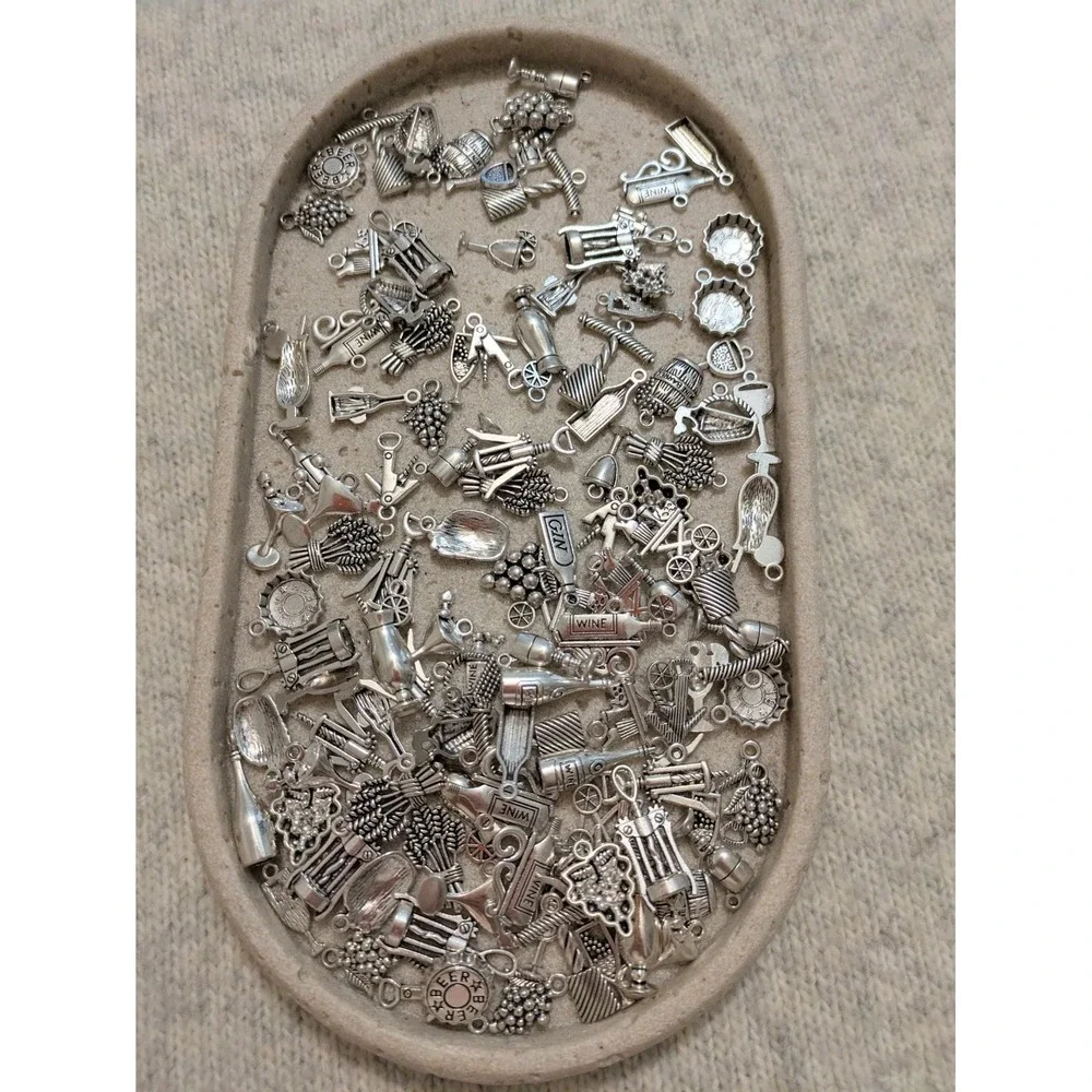Silver Tone Charm Lot For Jewelry Making Wine Theme